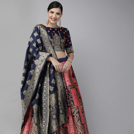 https://www.soulstylez.com/products/pink-navy-blue-woven-design-semi-stitched-lehenga-unstitched-blouse-with-dupatta