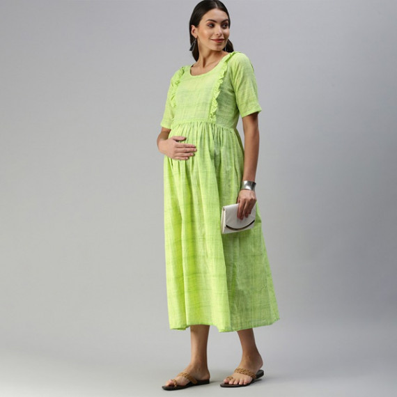 https://www.soulstylez.com/products/lime-green-woven-design-handloom-maternity-a-line-midi-dress